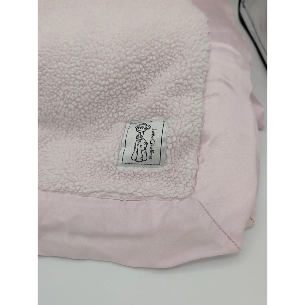 Little Giraffe Pink Baby Blanket Satin Edge 35x29 Chenille Security Lovie Luvie